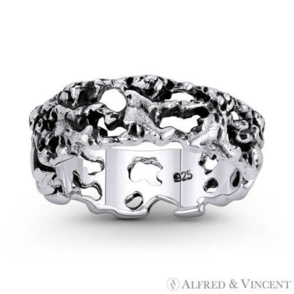 Teddy Bears Holding Hands Band Eternity Ring in .925 Sterling Silver - Size 5 - Picture 1 of 1
